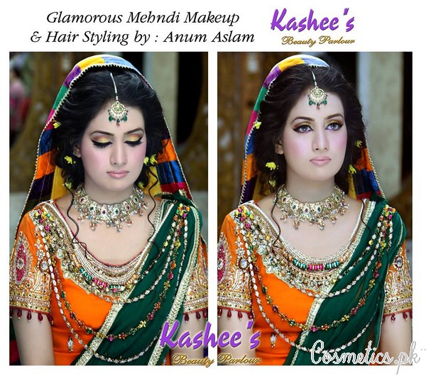Latest Bridal Makeup by Kashee's Beauty Parlour 2015 - Mehndi Makeup 1