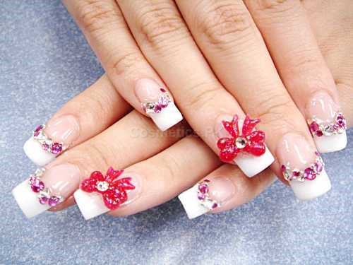 3D Flower Nail Art Design For Long Nails