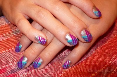 Multi Shade Nail Art Design For Short Nails