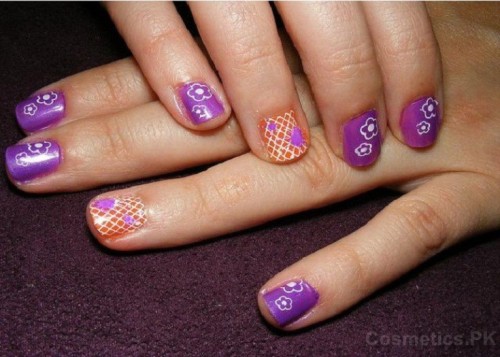 Purple Nail Art Design For Short Nails