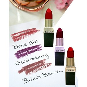 CALISTA Pack Of 3 – Matte Bond Girl, Glaston Berry, Birkin Brown Calista Lipstick – Made In Uk